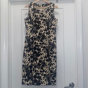 TALBOTS Black and Cream Floral Sleeveless Dress - Size 8